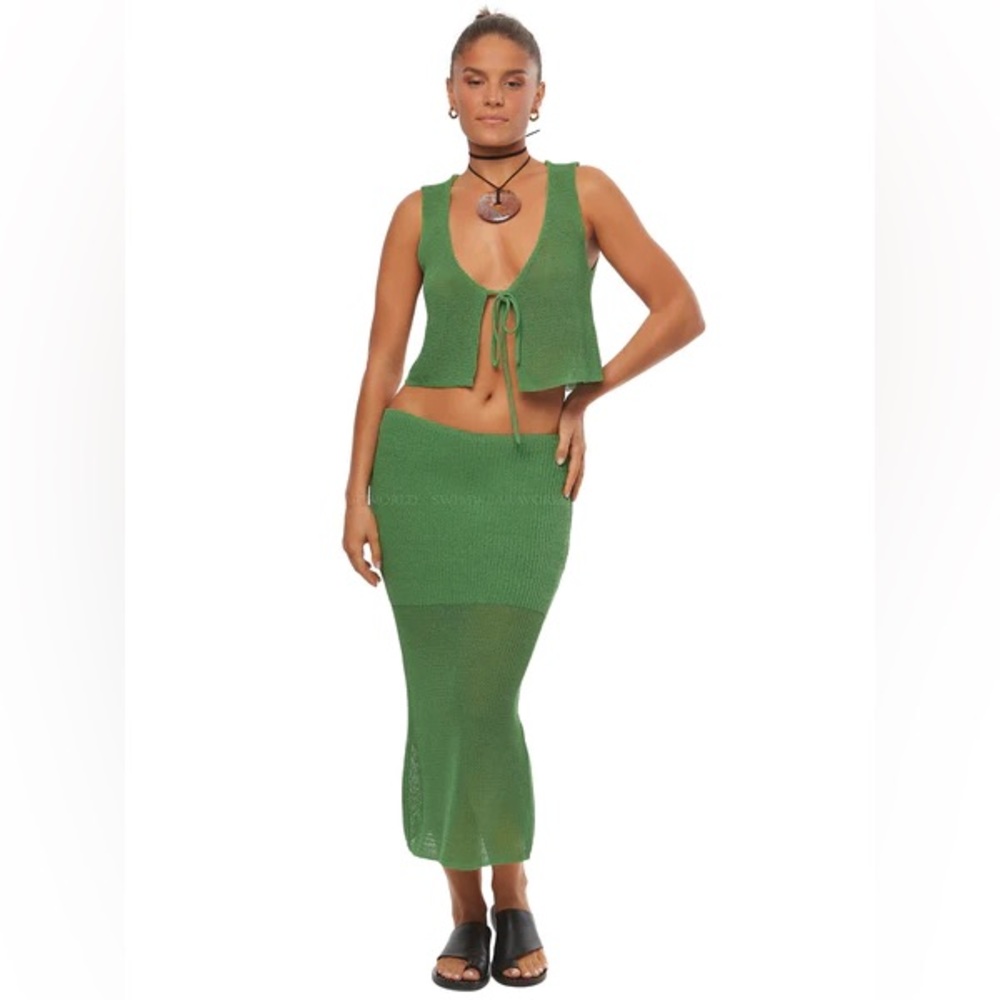 We Wore What Green Skirt Set